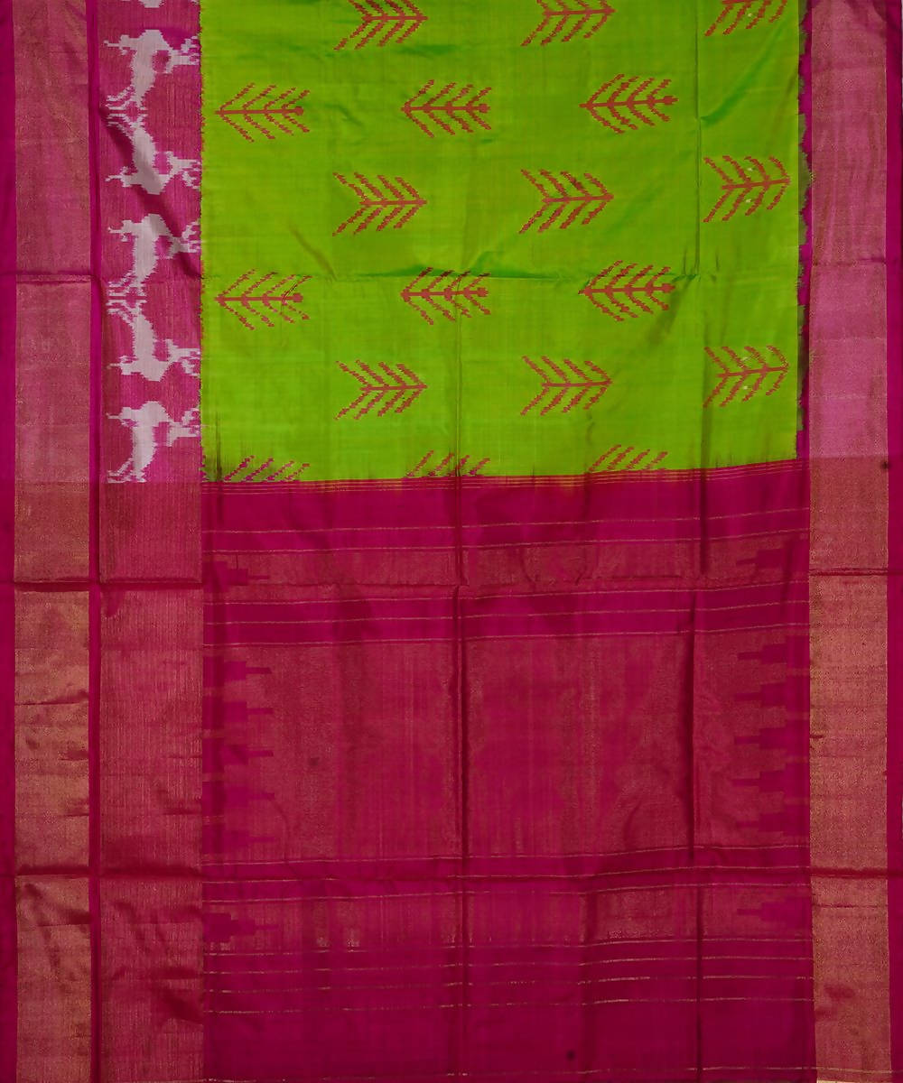 Handloom lime green silk pochampally saree