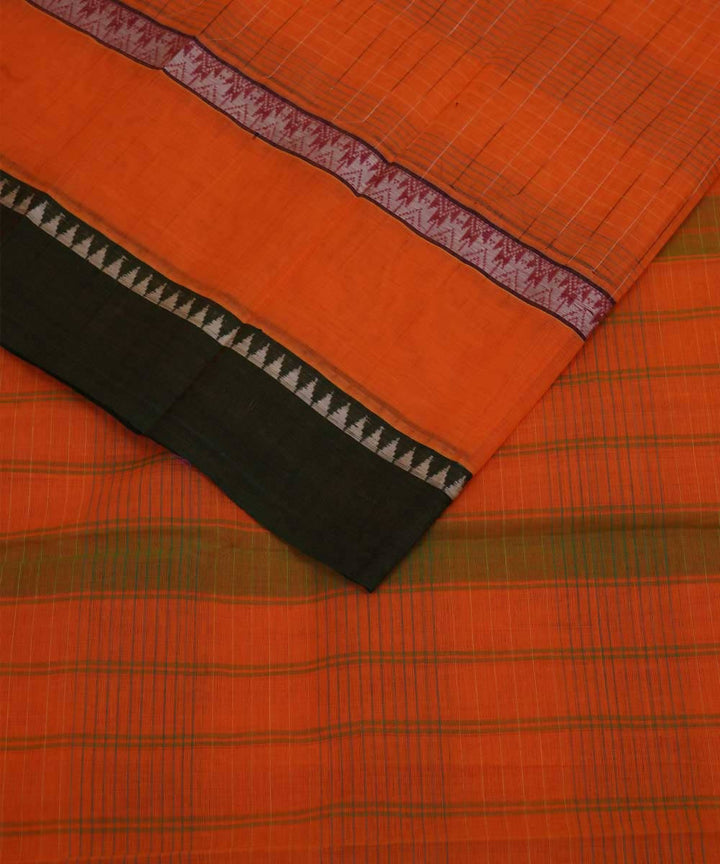 Bright orange handwoven cotton narayanpet saree