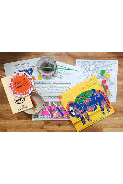Potli diy educational craft kit paper diya making kit with madhubani art