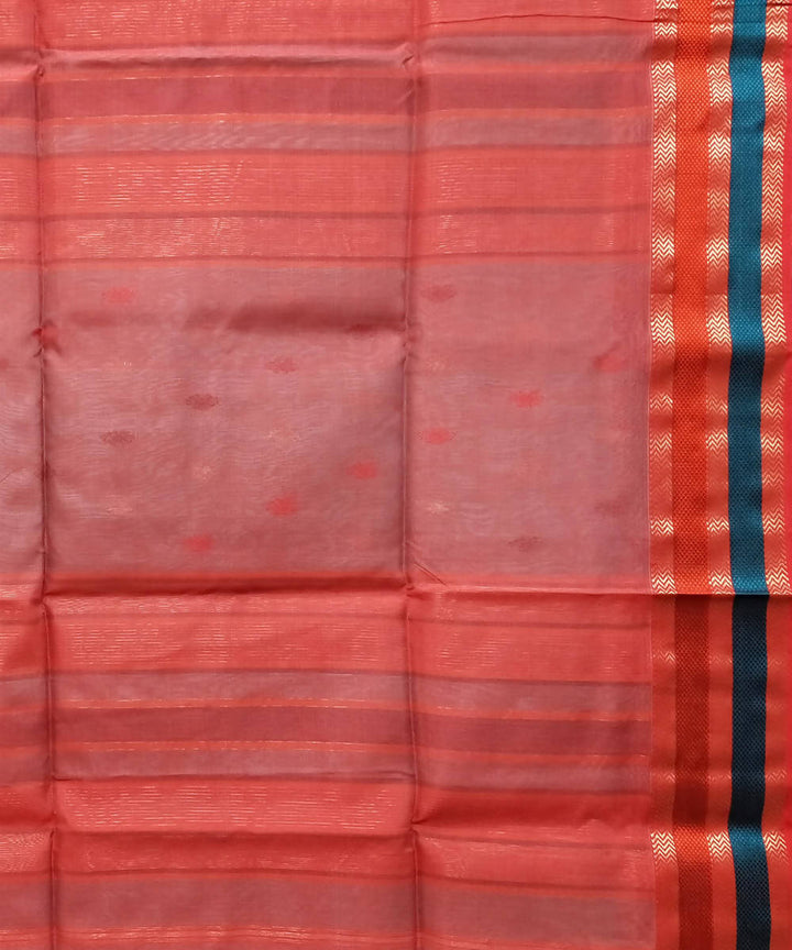 Capri blue handwoven cotton silk maheshwari saree