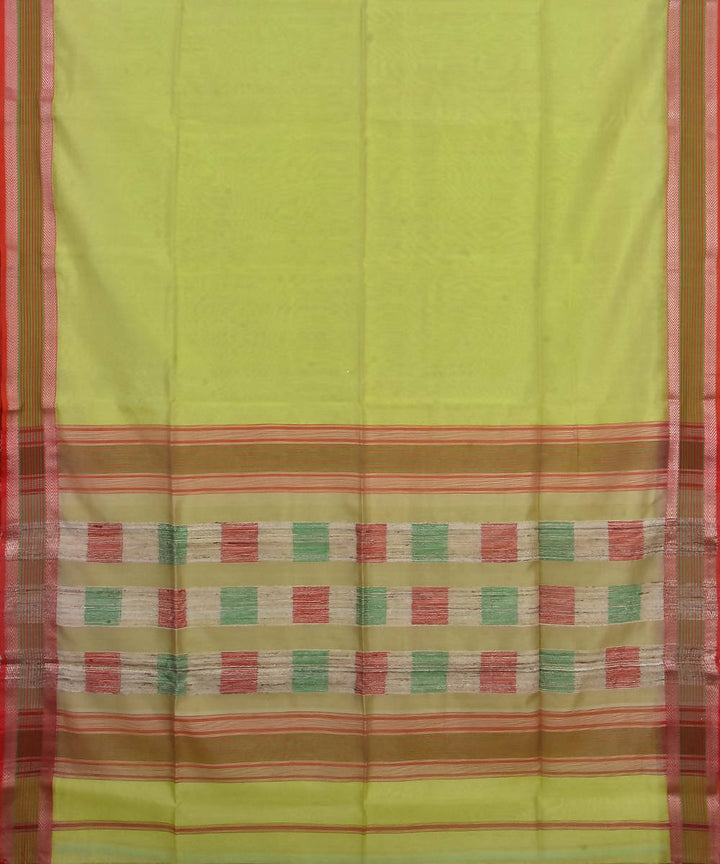 Handloom Lemon Yellow Maheshwari Sico Saree