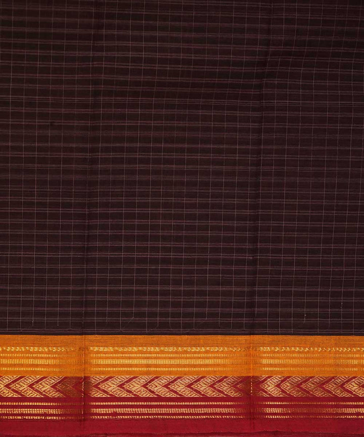 Chocolate brown handwoven cotton narayanpet saree