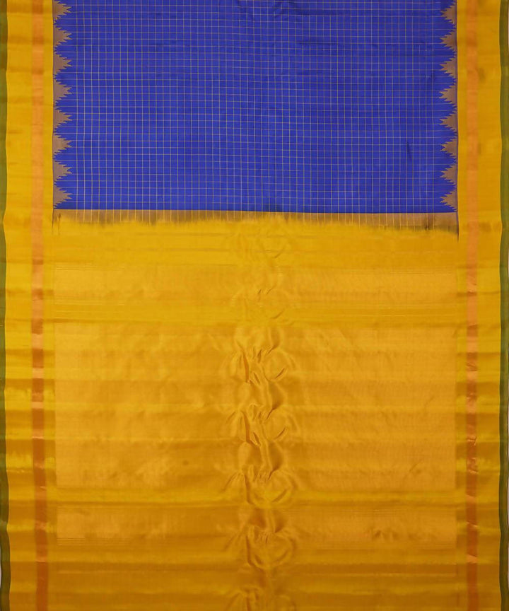 blue yellow handloom gadwal brocade silk saree