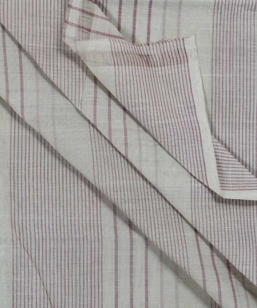 0.5m lime and brown striped handloom cotton fabric