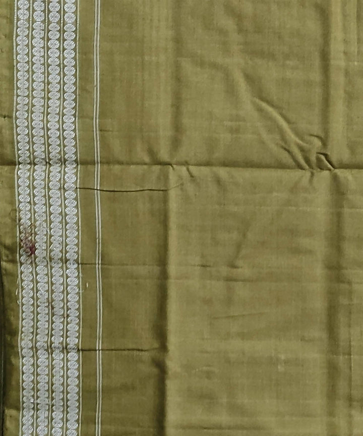 Maroon olive green cotton handwoven sambalpuri saree