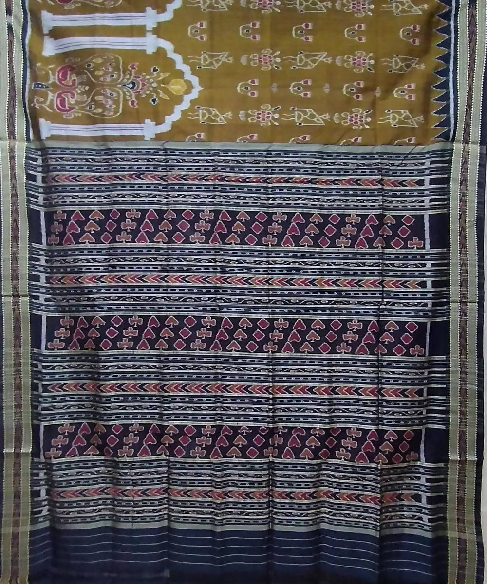 Multicolor black silk handloom khandua saree