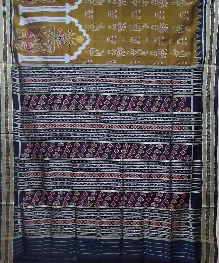 Multicolor black silk handloom khandua saree
