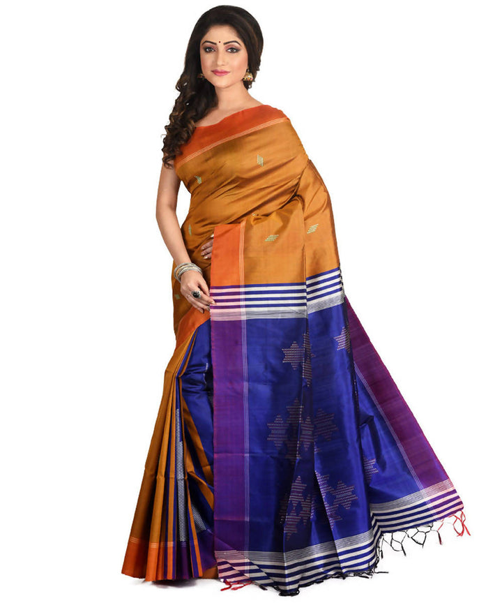 Resham shilpi yellow bengal silk saree with handwoven design