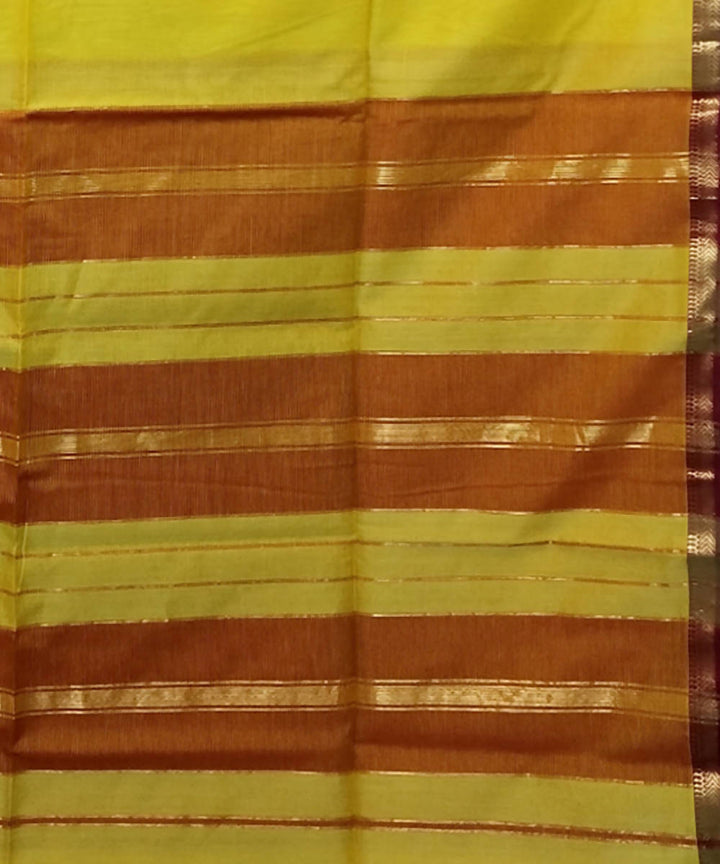 Yellow handloom cotton silk maheshwari saree