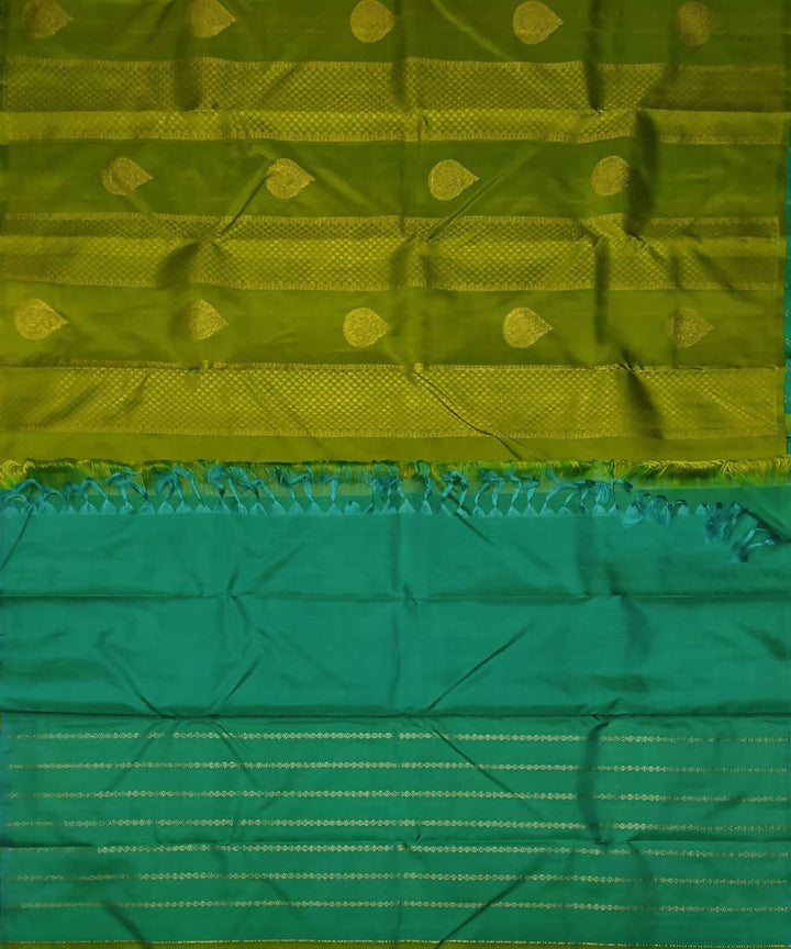 Olive green handloom partly kanchi silk saree