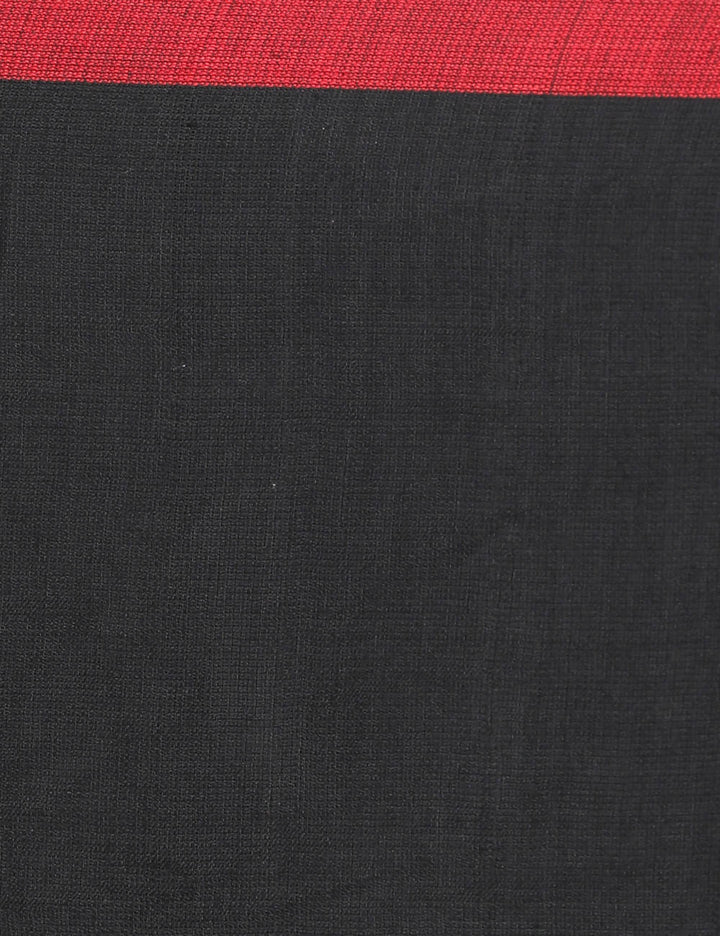 Black red check handspun handwoven cotton saree