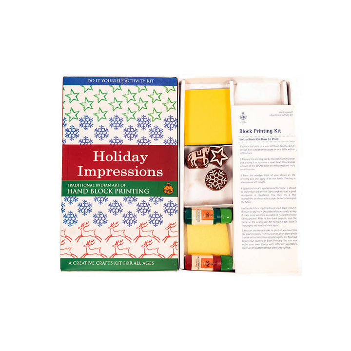 Handmade DIY Educational Wood Block Print Craft Kit (Holidays)