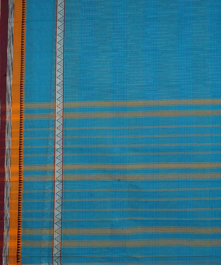 Light blue handwoven cotton narayanpet saree