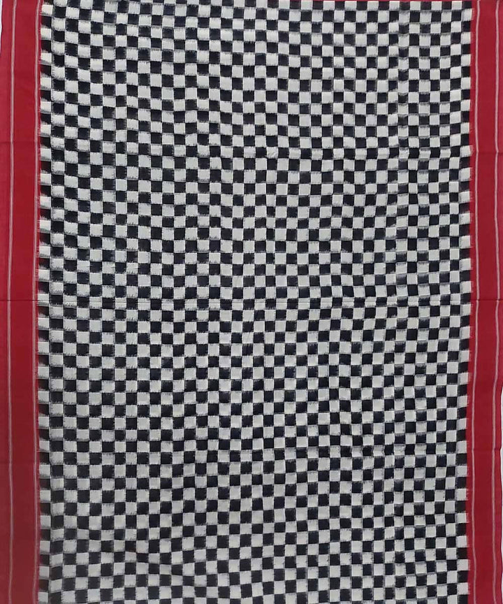 Black with white checks handloom cotton ikat pochampally saree