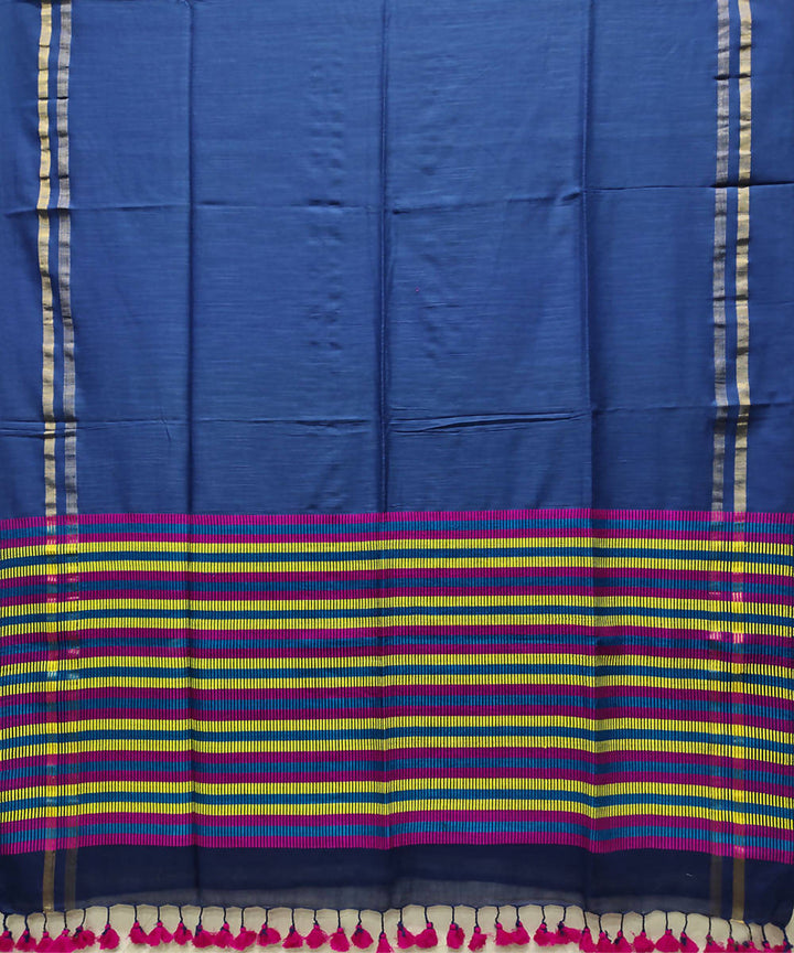 Navy blue handloom handspun cotton saree