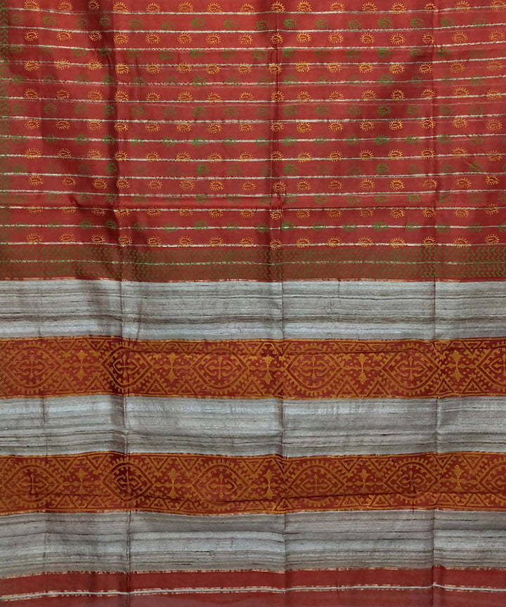 Deep chestnut red handwoven cotton silk maheshwari saree