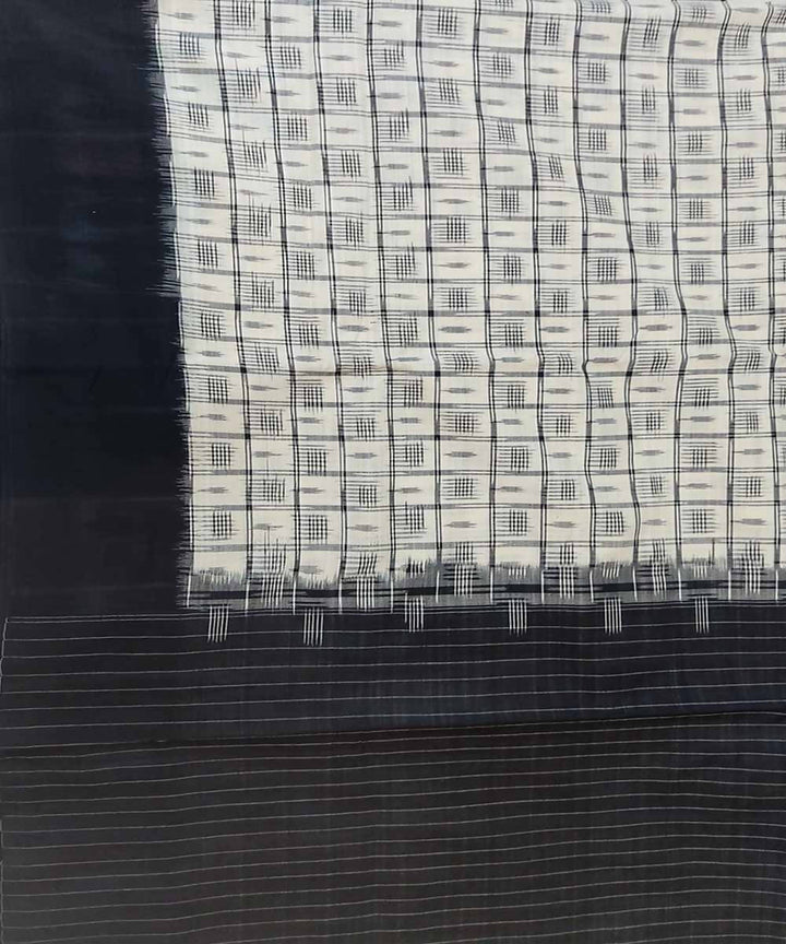 Antique white handloom cotton ikat pochampally saree