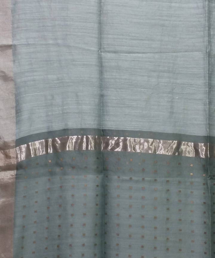 Bengal Anchor Grey Handloom Sequin Matka Silk Saree