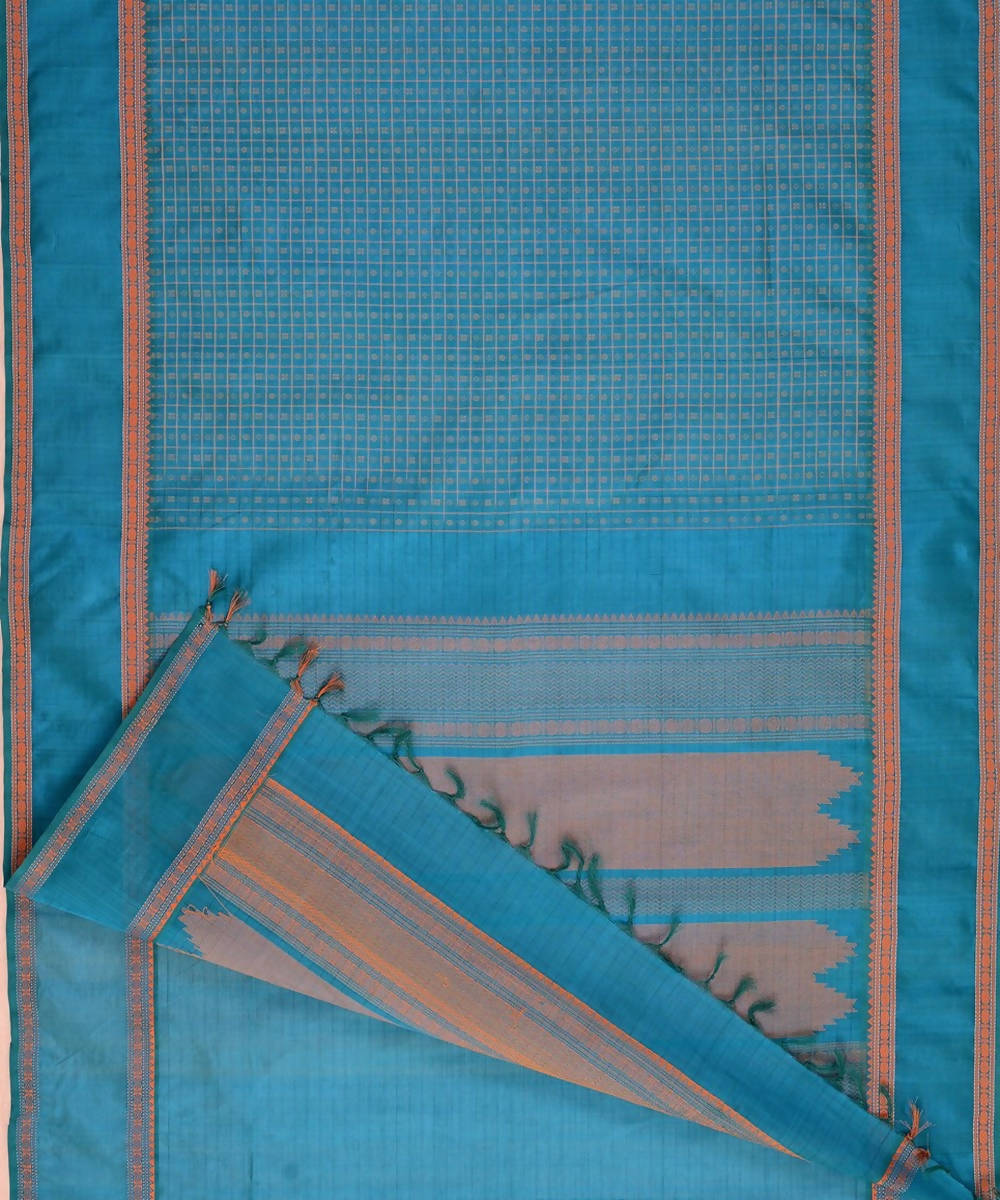 Rama green kanchi silkcotton lakshadeepam saree rudraksha border