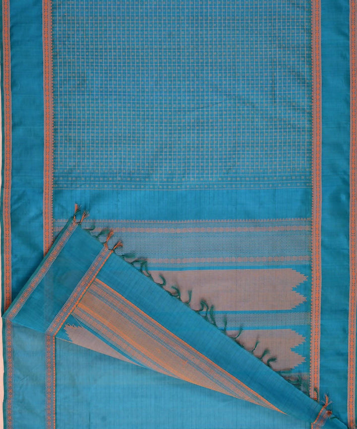 Rama green kanchi silkcotton lakshadeepam saree rudraksha border