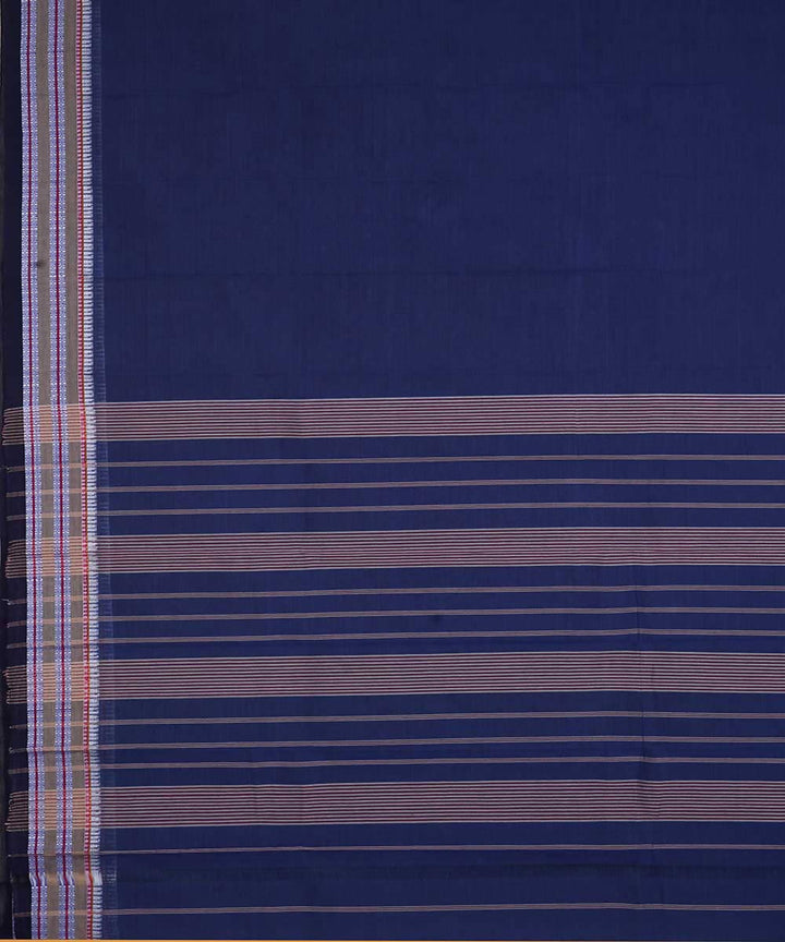 Navy blue handwoven cotton narayanpet saree