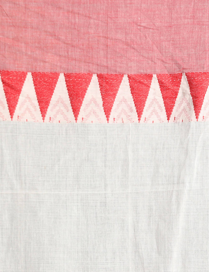 White handspun handwoven cotton saree