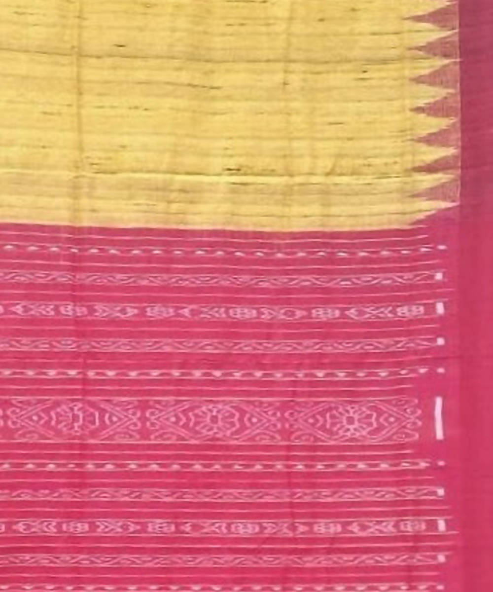 Yellow red handwoven gopalpur tussar silk saree