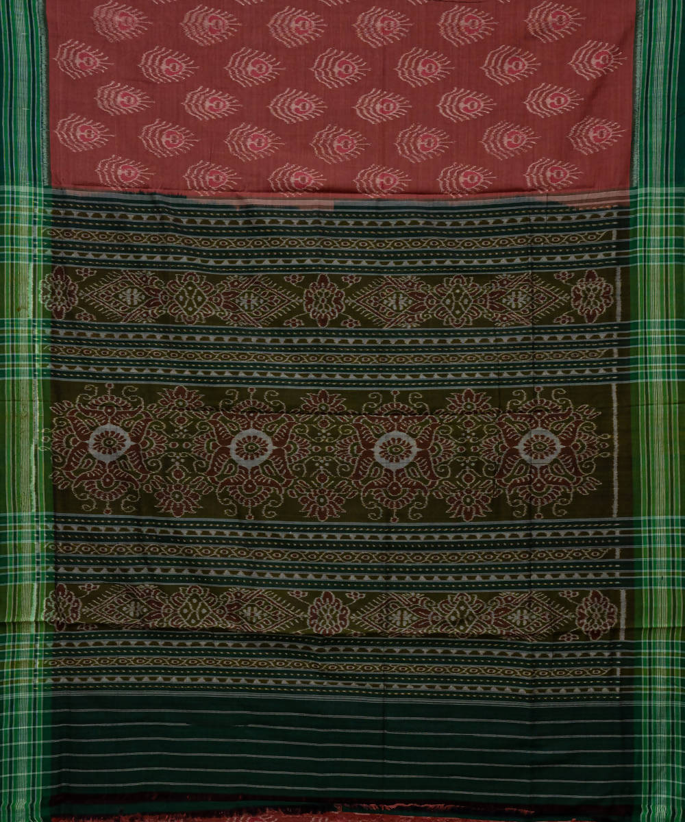Cedar chest green cotton handloom ikat nuapatna saree