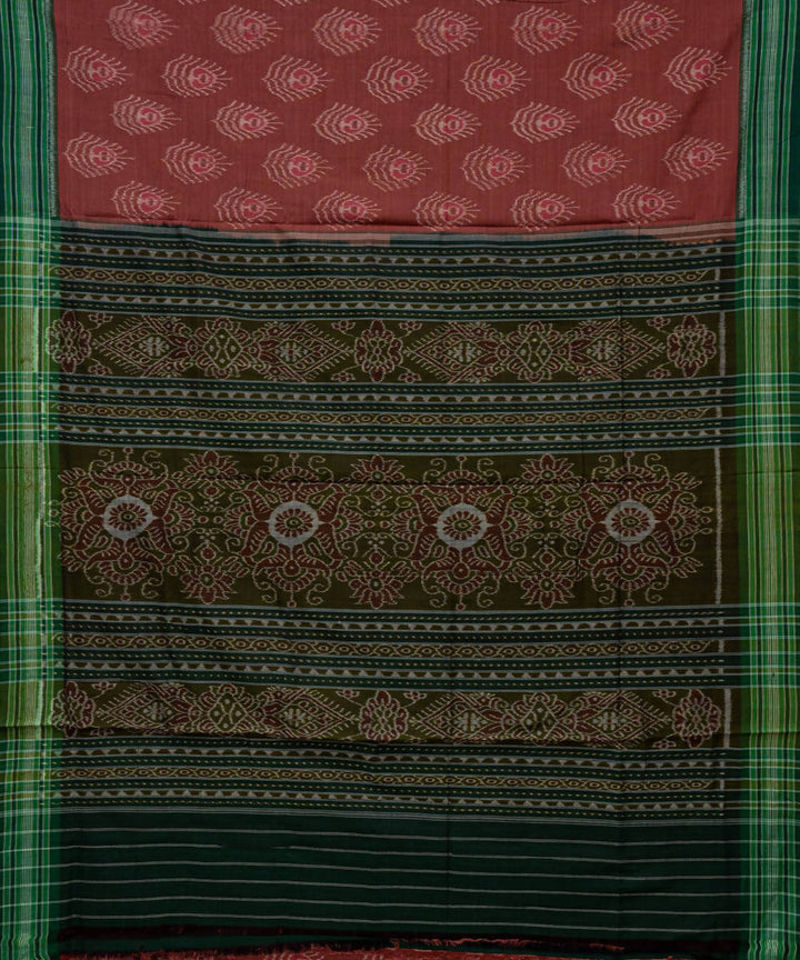 Cedar chest green cotton handloom ikat nuapatna saree