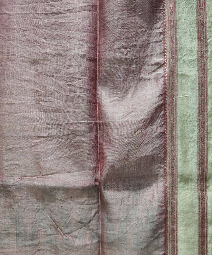 Pink handwoven matka and tussar silk saree