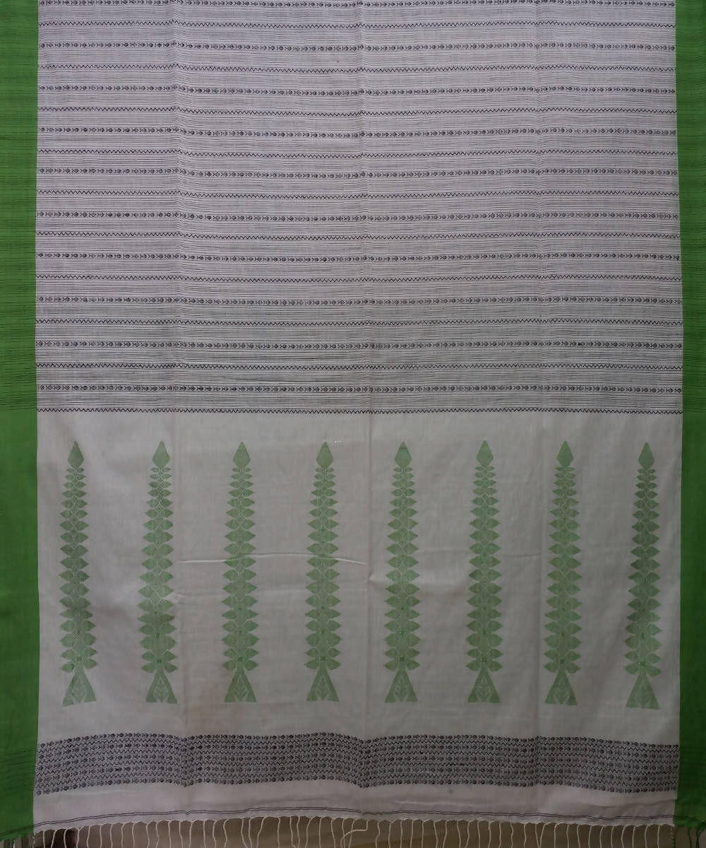 Off White Handwoven Handspun Cotton Saree