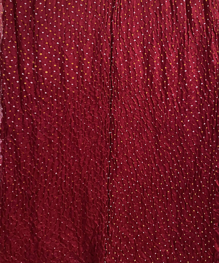 Red hand printed gajji silk bandhani saree