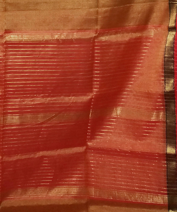 Golden brown handloom cotton silk maheshwari saree