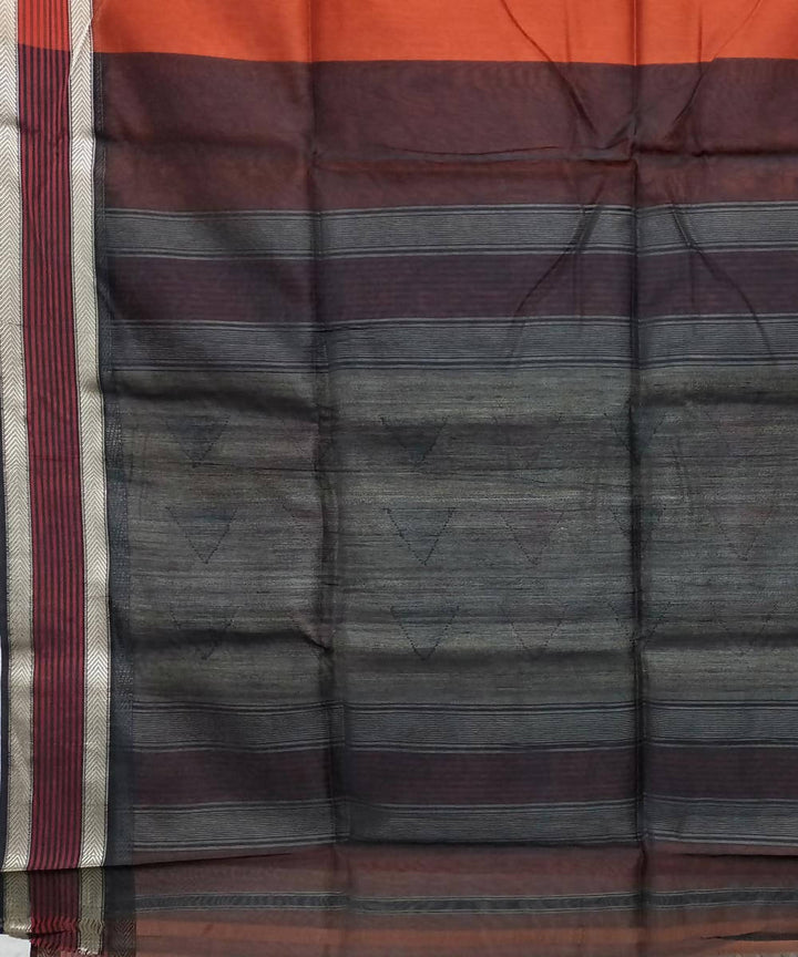 Dark pastel red handwoven cotton silk maheshwari saree