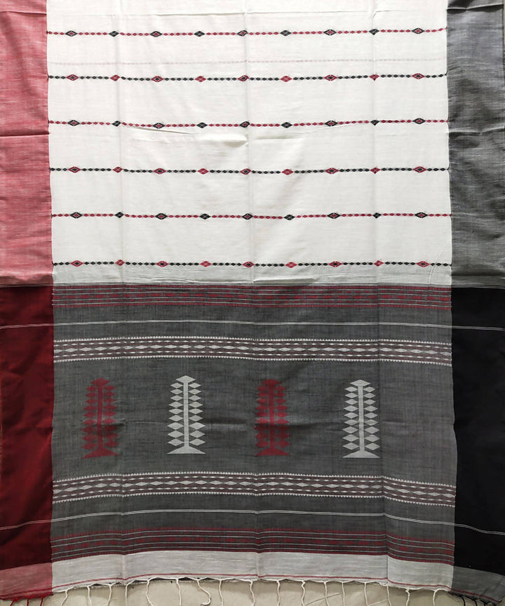 White handwoven cotton saree