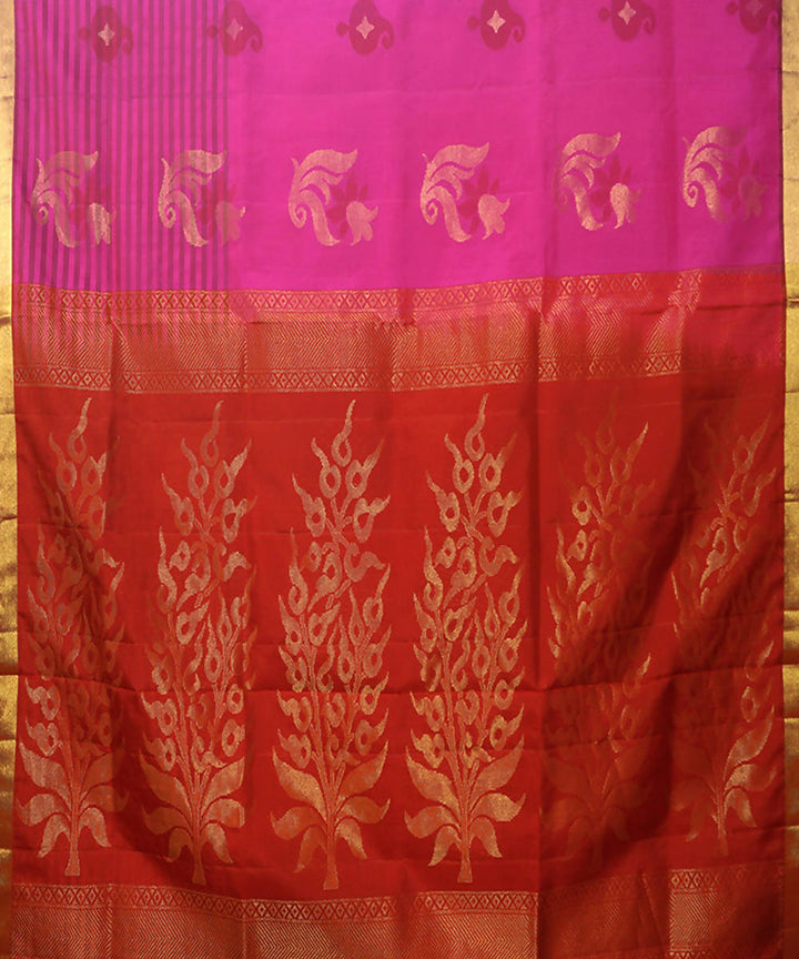 Pink Purple Handloom Soft Silk Saree