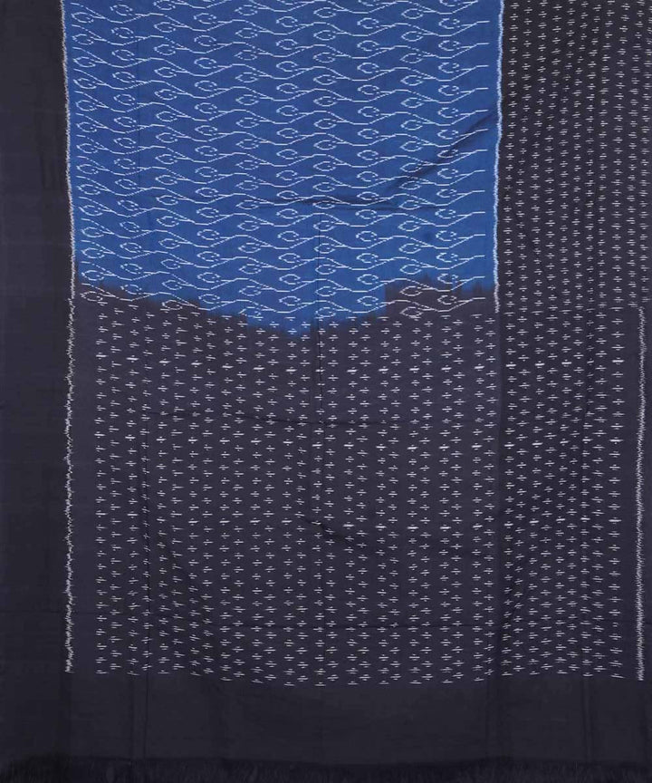 Blue black cotton handloom ikat pochampally saree