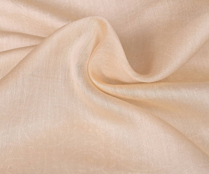 Beige cotton silk hand block printed saree with matching blouse