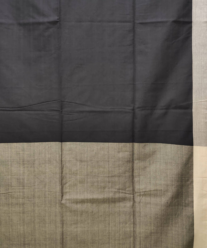 Black beige handloom handspun cotton saree