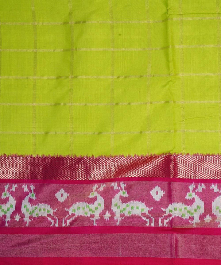 Lime green handwoven ikkat silk pochampally saree