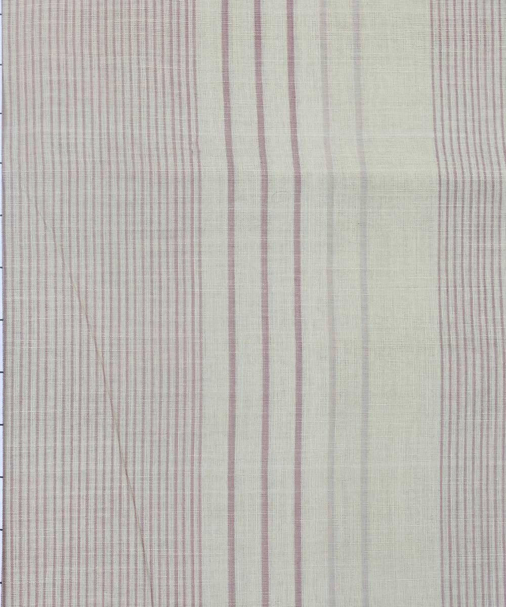 0.5m lime and brown striped handloom cotton fabric
