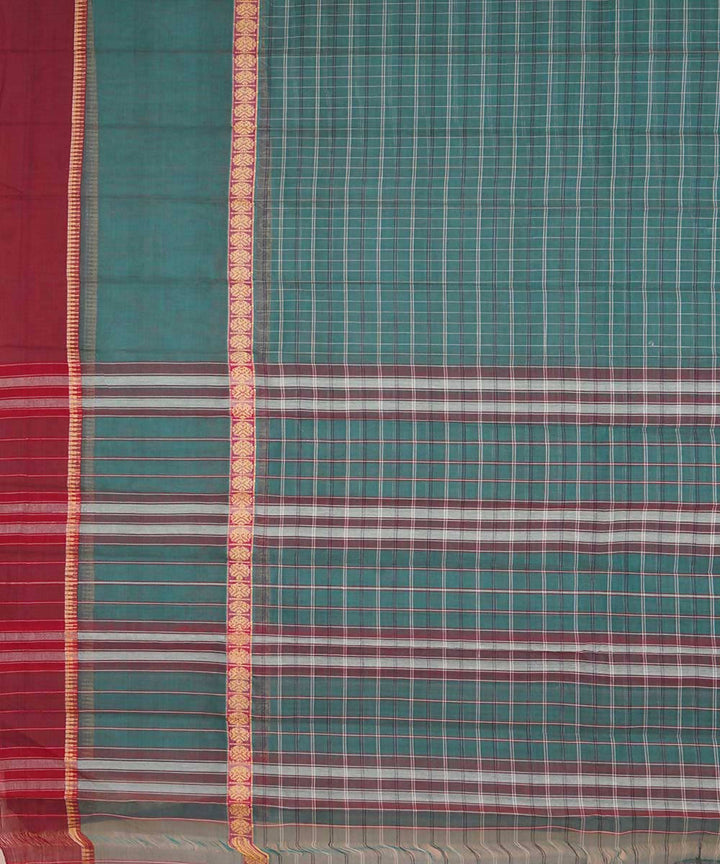 Pale cyan green handwoven cotton narayanpet saree