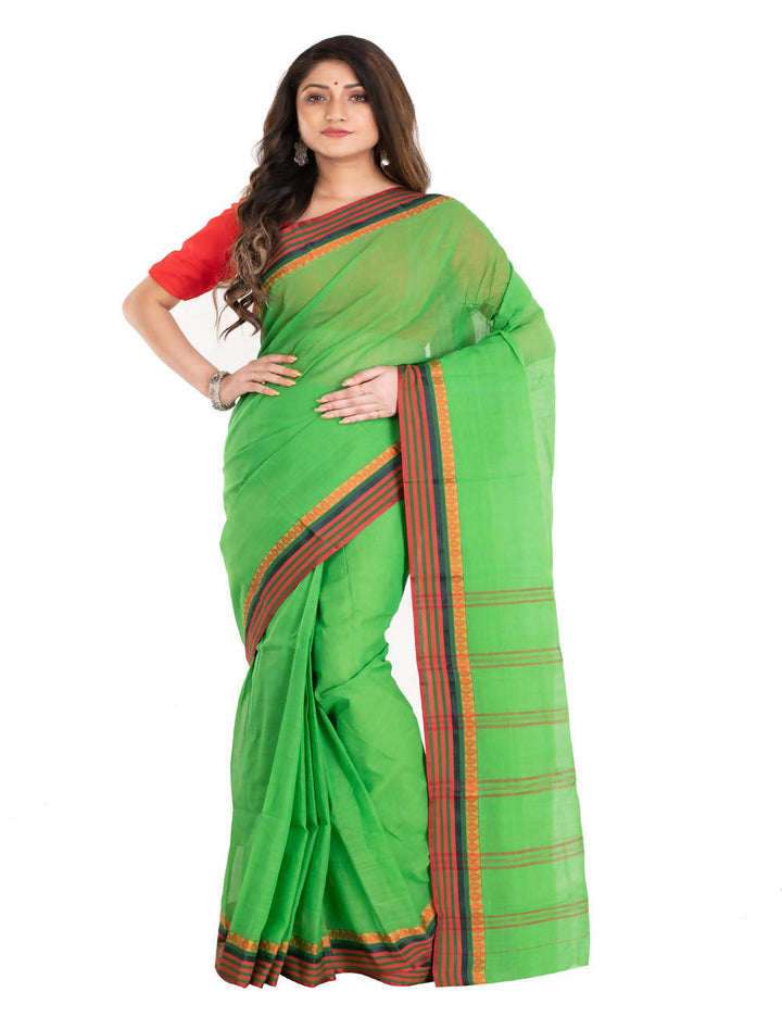 Light green bengal cotton handwoven saree