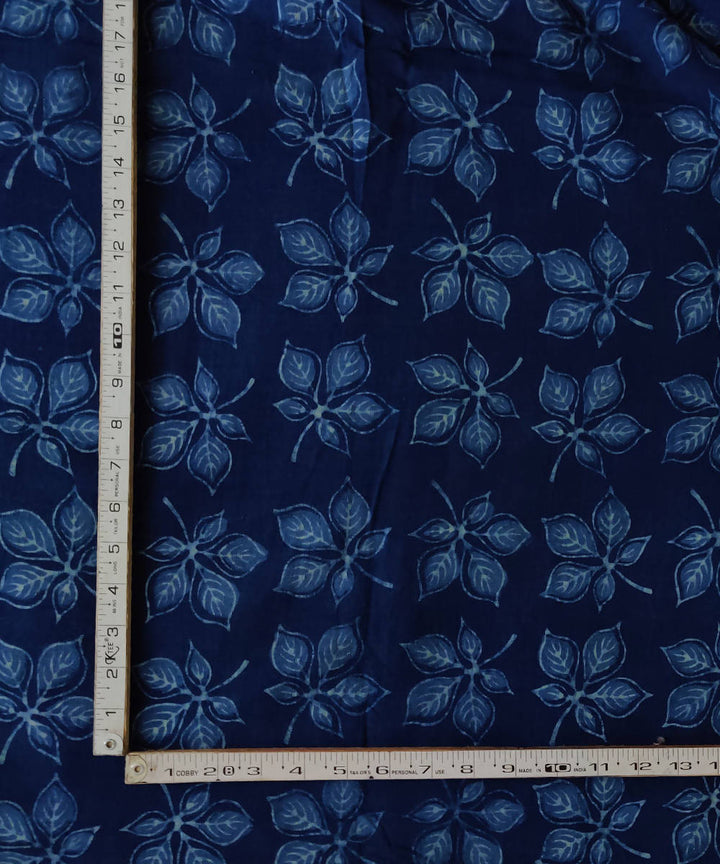 Navy blue natural dye dabu printed handspun handwoven cotton fabric