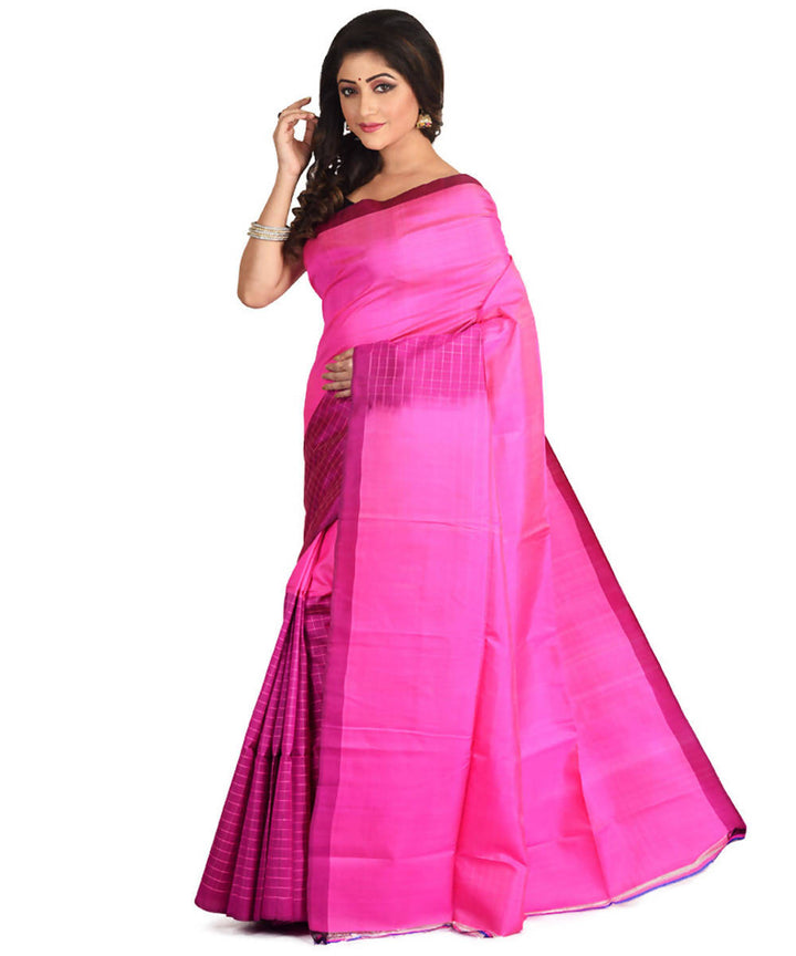 Resham shilpi pink bengal silk saree with handwoven design