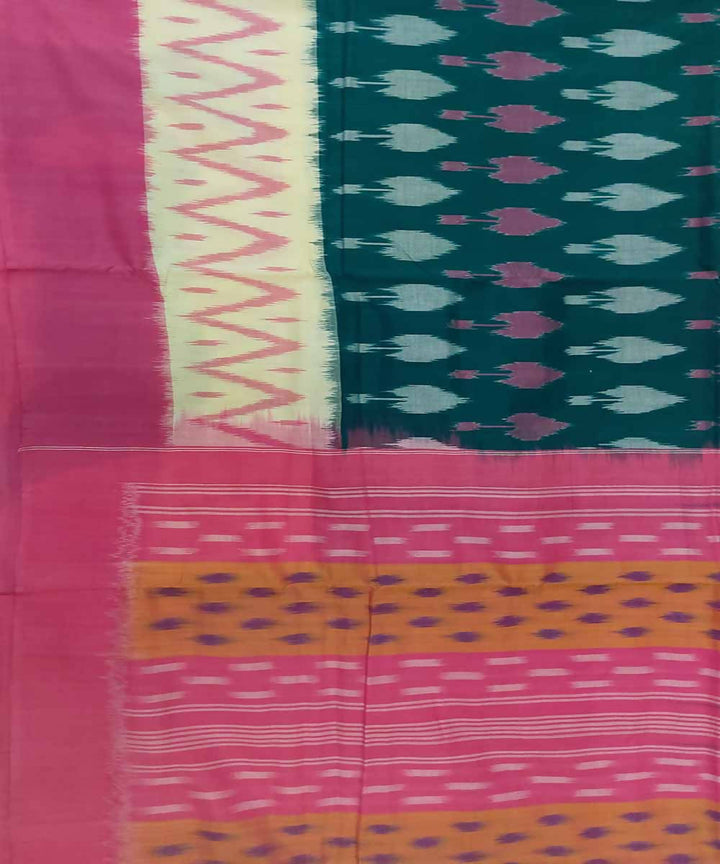 Forest green handloom cotton ikat pochampally saree