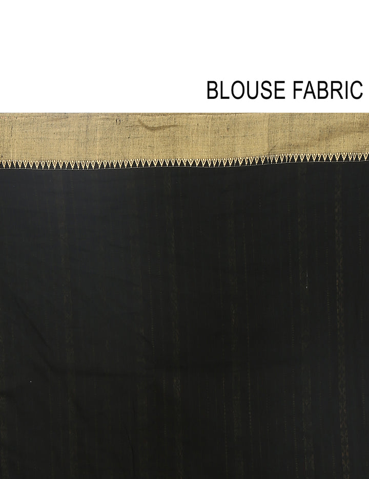 Black handwoven cotton bengal saree