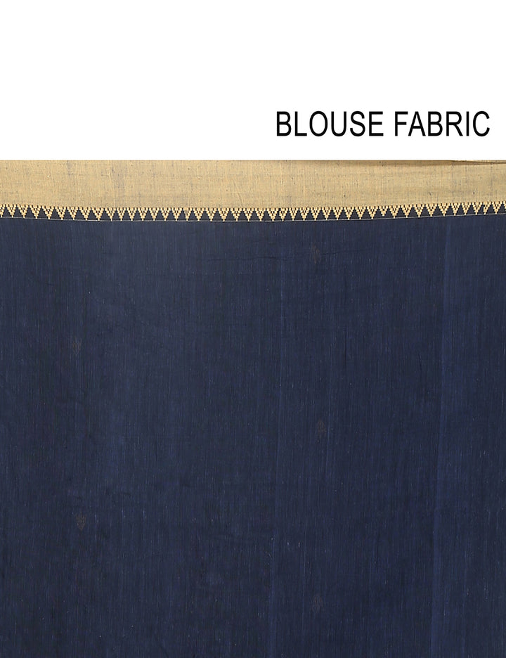 Navy blue handwoven cotton bengal saree