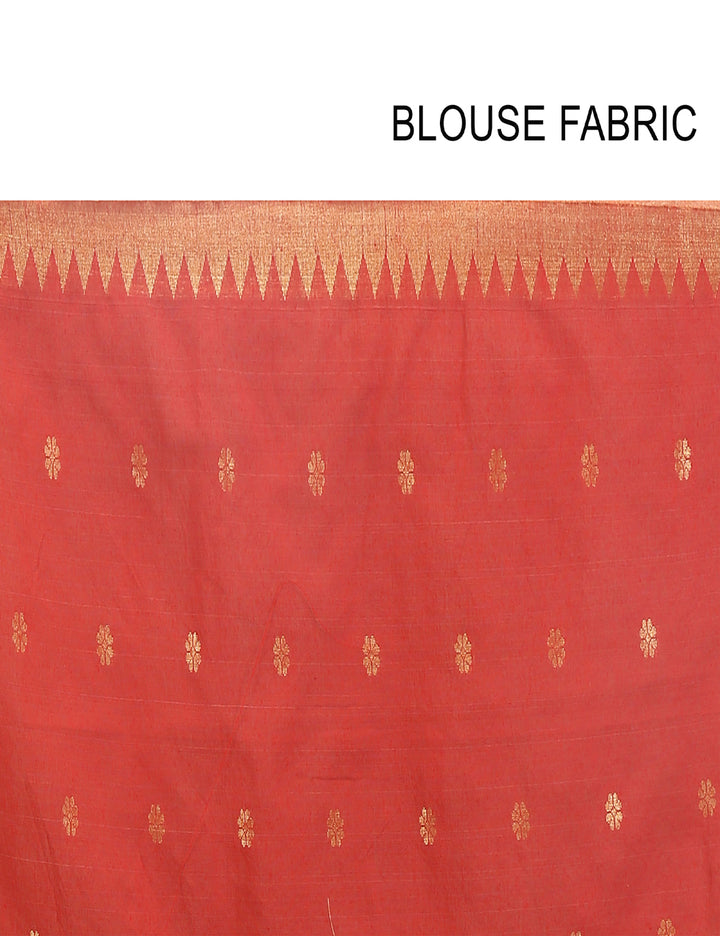 White and red handloom art silk and cotton bengal saree