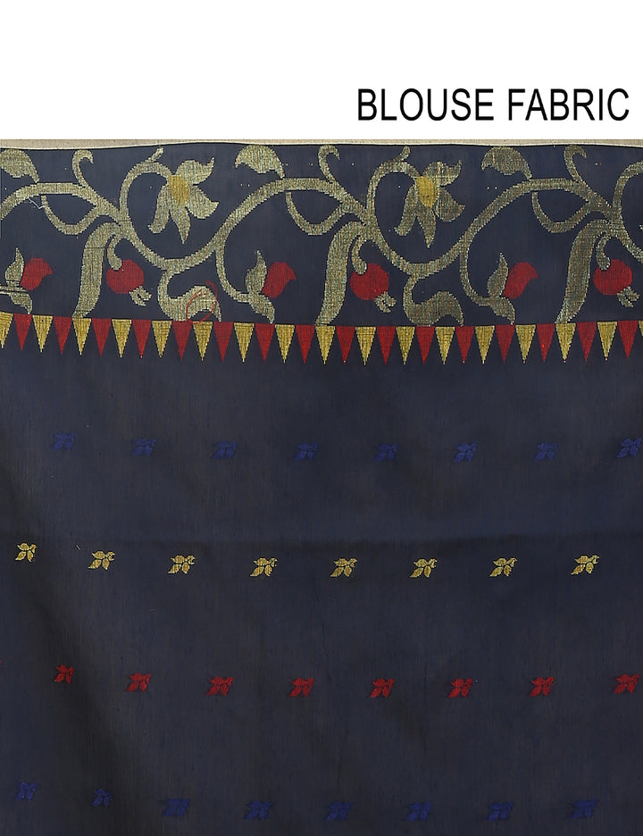 Red handloom art silk and cotton bengal saree